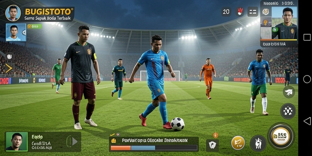 Tampilan gameplay BUGISTOTO yang mendebarkan dan nyata di lapangan sepak bola.