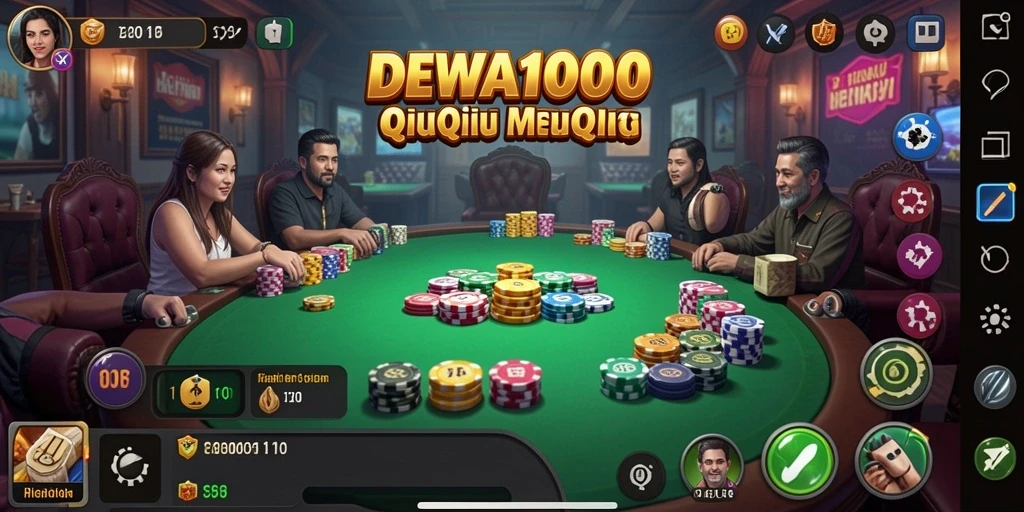 Tampilan menarik dari gameplay QiuQiu di DEWA1000.