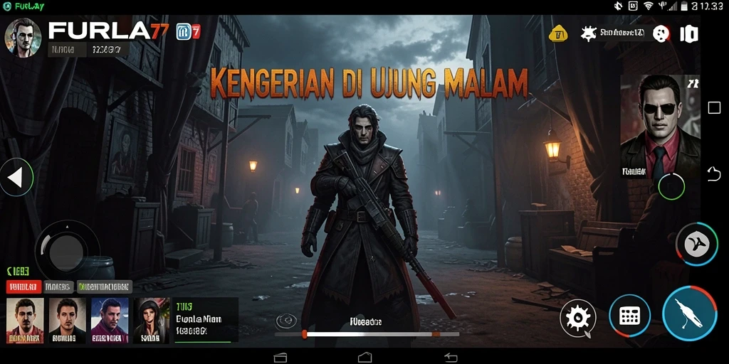 Screenshot gameplay FURLA77 menampilkan adegan mencekam di tempat angker.