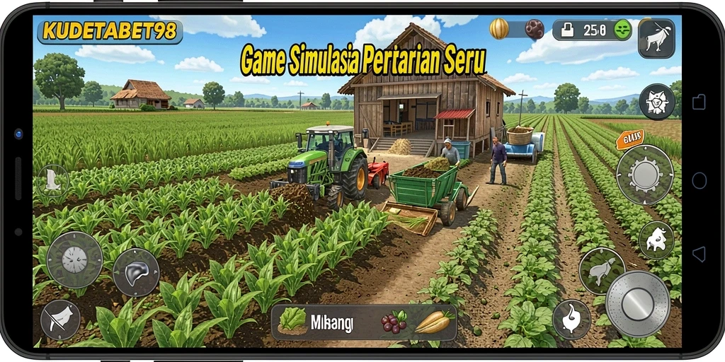Gameplay seru KUDETABET98 dengan pertanian yang indah.