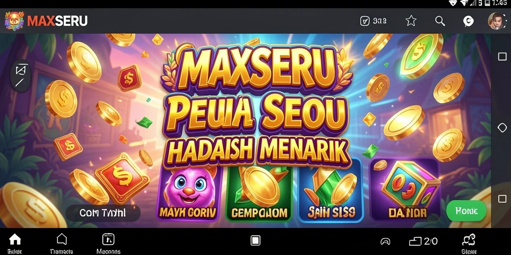 Screenshot menunjukkan gameplay Slot MAXSERU yang menarik dan penuh warna.
