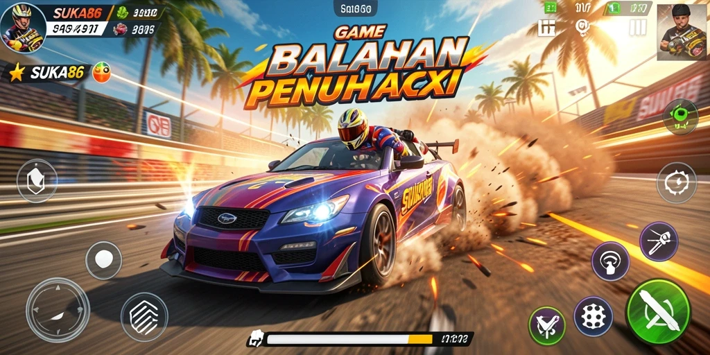 Tampilan gameplay balapan yang intens dan mendebarkan.