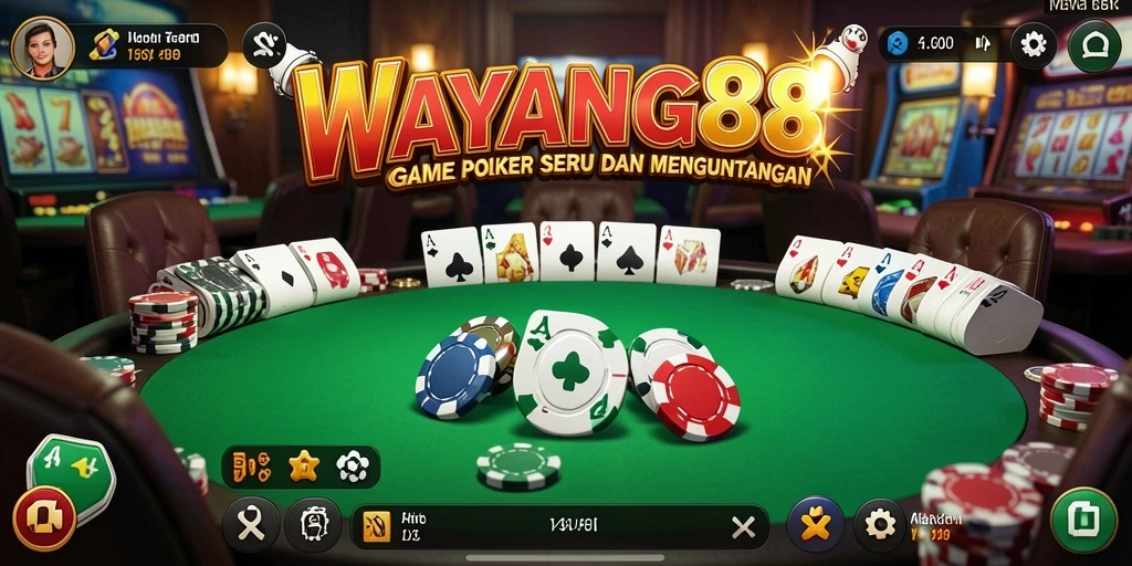 Screenshot utama WAYANG88 menampilkan keseruan permainan poker online.